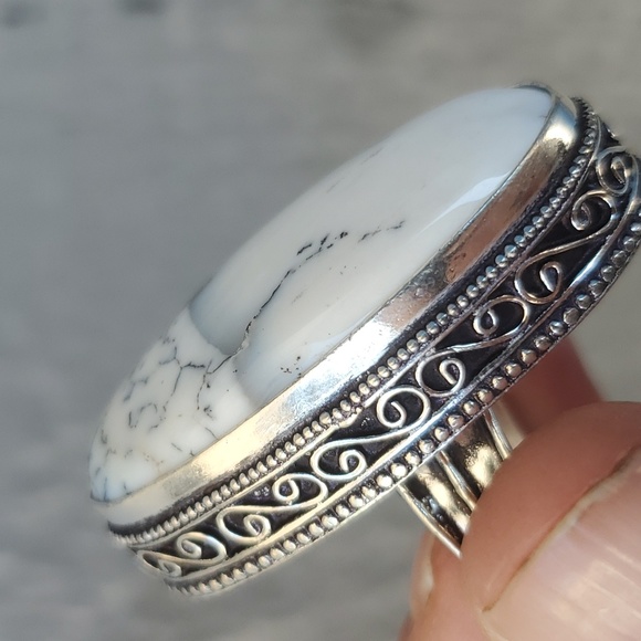 New Oversized Dendritic Opal 925 Silver Statement Ring. - Picture 15 of 15